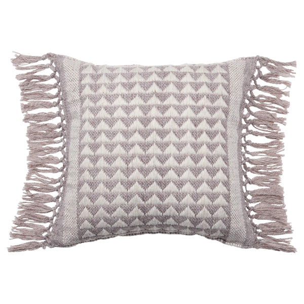 Jaipur Living Vibe by Jaipur Living Boho Geometric Tasseled Pillow Cover for Patio or Sunroom Taupe PLC102431