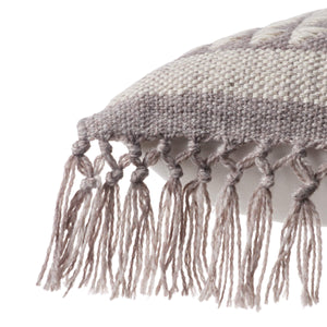 Jaipur Living Vibe by Jaipur Living Boho Geometric Tasseled Pillow Cover for Patio or Sunroom Taupe PLC102431