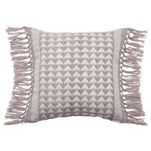 Jaipur Living Vibe by Jaipur Living Edris Tasseled Geometric Throw Pillow Indoor Outdoor Boho Square Taupe PLW103709