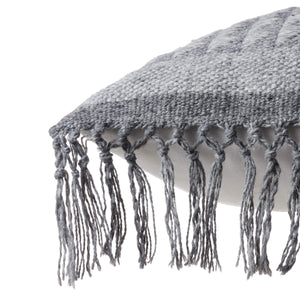 Jaipur Living Vibe by Jaipur Living Boho Geometric Tasseled Pillow Cover for Patio or Sunroom Gray PLC102432
