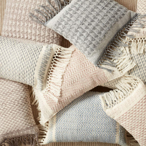 Jaipur Living Vibe by Jaipur Living Edris Tasseled Geometric Throw Pillow Indoor Outdoor Boho Square Gray PLW103710