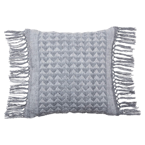 Jaipur Living Vibe by Jaipur Living Edris Tasseled Geometric Throw Pillow Indoor Outdoor Boho Square Gray PLW103710
