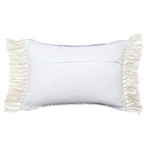 Jaipur Living Vibe by Jaipur Living Iker Chevron Woven Lumbar Pillow Bohemian Tassel Trim Patio Sofa Light Blue PLW103711