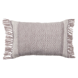 Jaipur Living Vibe by Jaipur Living Iker Chevron Woven Lumbar Pillow Bohemian Tassel Trim Patio Sofa Taupe PLW103712