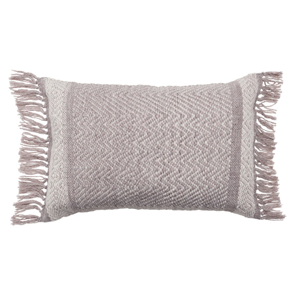Jaipur Living Vibe by Jaipur Living Iker Chevron Woven Lumbar Pillow Bohemian Tassel Trim Patio Sofa Taupe PLW103712