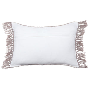 Jaipur Living Vibe by Jaipur Living Iker Chevron Woven Lumbar Pillow Cover Indoor Outdoor Boho Tassel Trim Taupe PLC102434