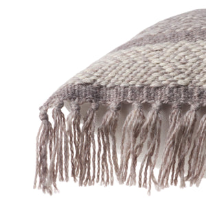 Jaipur Living Vibe by Jaipur Living Iker Chevron Woven Lumbar Pillow Bohemian Tassel Trim Patio Sofa Taupe PLW103712