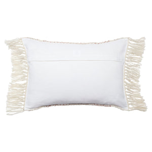 Jaipur Living Vibe by Jaipur Living Iker Chevron Woven Lumbar Pillow Cover Indoor Outdoor Boho Tassel Trim Light Burgundy PLC102435