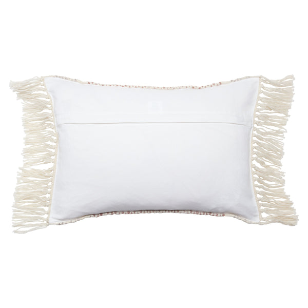 Jaipur Living Vibe by Jaipur Living Iker Chevron Woven Lumbar Pillow Cover Indoor Outdoor Boho Tassel Trim Light Burgundy PLC102435