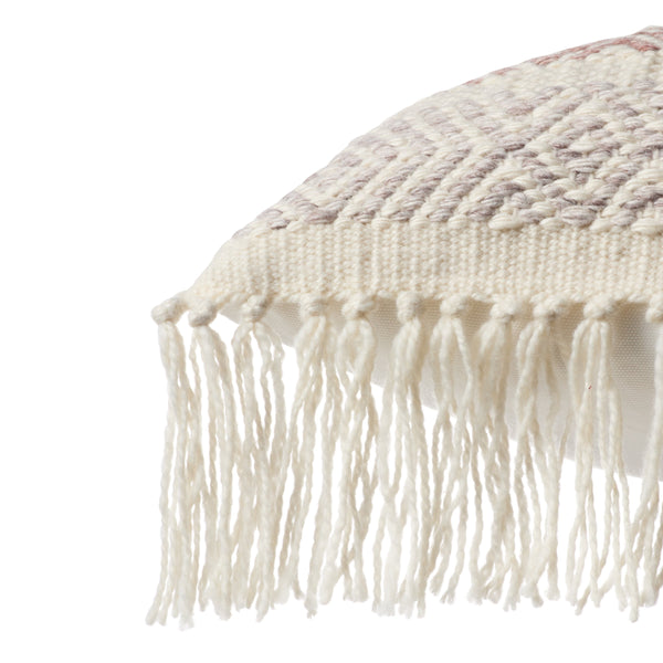 Jaipur Living Vibe by Jaipur Living Iker Chevron Woven Lumbar Pillow Cover Indoor Outdoor Boho Tassel Trim Light Burgundy PLC102435