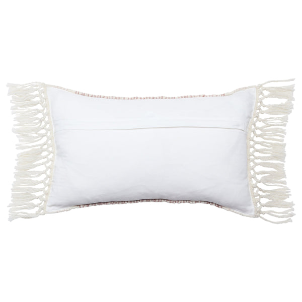 Jaipur Living Vibe by Jaipur Living Bohemian Geometric Lumbar Pillow with Tassel Trim Indoor Outdoor Light Burgundy 13" x 21" PLW103714