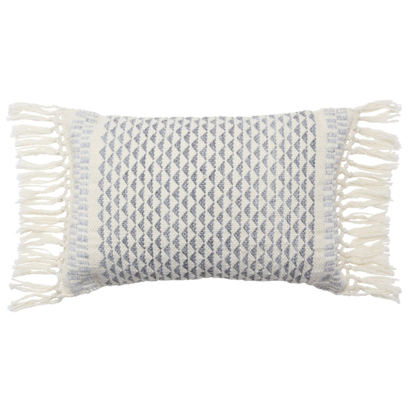 Jaipur Living Vibe by Jaipur Living Bohemian Geometric Lumbar Pillow with Tassel Trim Indoor Outdoor Slate 13" x 21" PLW103715
