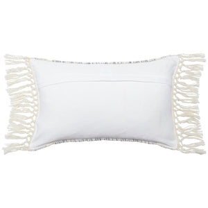 Jaipur Living Vibe by Jaipur Living Bohemian Geometric Lumbar Pillow with Tassel Trim Indoor Outdoor Slate 13" x 21" PLW103715