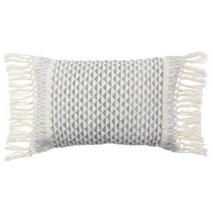 Jaipur Living Vibe by Jaipur Living Liri Bohemian Geometric Lumbar Pillow Cover with Tassel Trim Slate 13" x 21" PLC102437