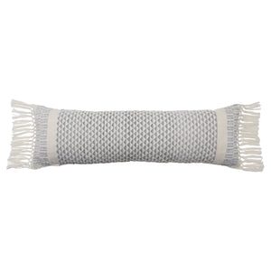 Jaipur Living Vibe by Jaipur Living Liri Bohemian Geometric Lumbar Pillow Cover with Tassel Trim Slate 12" x 40" PLC102596