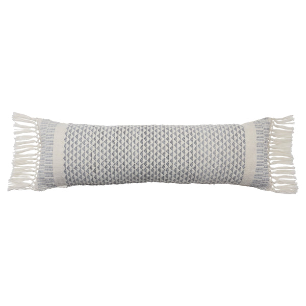Jaipur Living Vibe by Jaipur Living Liri Bohemian Geometric Lumbar Pillow Cover with Tassel Trim Slate 12" x 40" PLC102596
