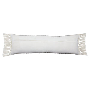 Jaipur Living Vibe by Jaipur Living Bohemian Geometric Lumbar Pillow with Tassel Trim Indoor Outdoor Slate 12" x 40" PLW103979