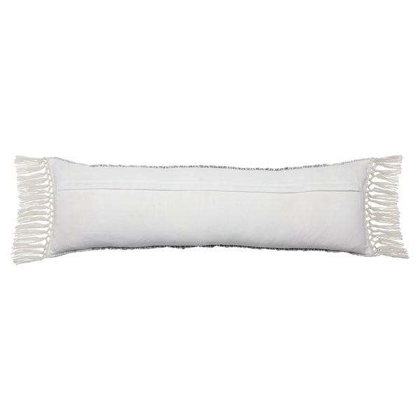 Jaipur Living Vibe by Jaipur Living Bohemian Geometric Lumbar Pillow with Tassel Trim Indoor Outdoor Slate 12" x 40" PLW103979