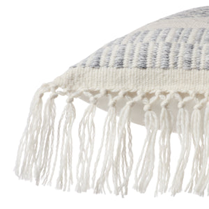 Jaipur Living Vibe by Jaipur Living Liri Bohemian Geometric Lumbar Pillow Cover with Tassel Trim Slate 12" x 40" PLC102596