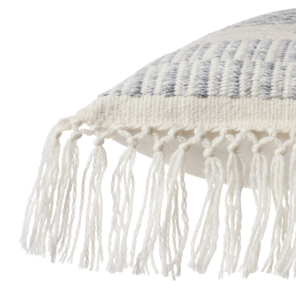 Jaipur Living Vibe by Jaipur Living Liri Bohemian Geometric Lumbar Pillow Cover with Tassel Trim Slate 12" x 40" PLC102596