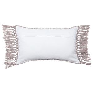 Jaipur Living Vibe by Jaipur Living Bohemian Geometric Lumbar Pillow with Tassel Trim Indoor Outdoor Taupe 13" x 21" PLW103716