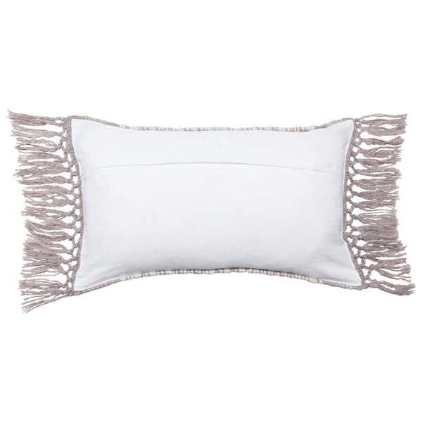 Jaipur Living Vibe by Jaipur Living Bohemian Geometric Lumbar Pillow with Tassel Trim Indoor Outdoor Taupe 13" x 21" PLW103716