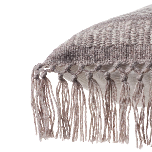 Jaipur Living Vibe by Jaipur Living Liri Bohemian Geometric Lumbar Pillow Cover with Tassel Trim Taupe 13" x 21" PLC102438