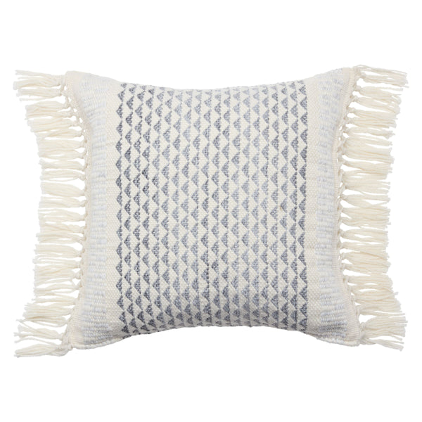 Jaipur Living Vibe by Jaipur Living Bohemian Geometric Lumbar Pillow with Tassel Trim Indoor Outdoor Slate 18" x 18" PLW103717