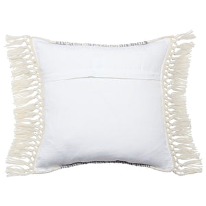 Jaipur Living Vibe by Jaipur Living Bohemian Geometric Lumbar Pillow with Tassel Trim Indoor Outdoor Slate 18" x 18" PLW103717