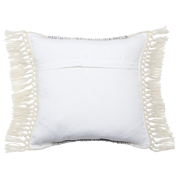 Jaipur Living Vibe by Jaipur Living Bohemian Geometric Lumbar Pillow with Tassel Trim Indoor Outdoor Slate 18" x 18" PLW103717