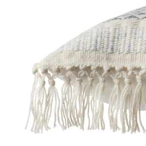 Jaipur Living Vibe by Jaipur Living Liri Bohemian Geometric Lumbar Pillow Cover with Tassel Trim Slate 18" x 18" PLC102439