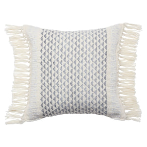 Jaipur Living Vibe by Jaipur Living Liri Bohemian Geometric Lumbar Pillow Cover with Tassel Trim Slate 18" x 18" PLC102439