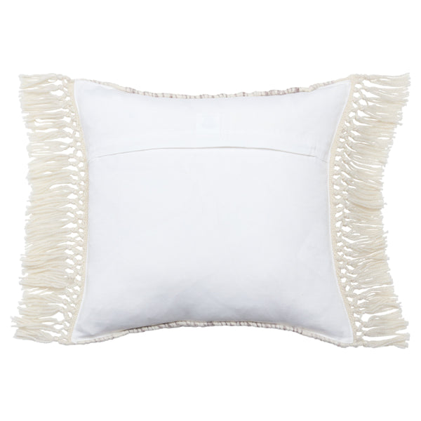 Jaipur Living Vibe by Jaipur Living Bohemian Geometric Lumbar Pillow with Tassel Trim Indoor Outdoor Taupe 18" x 18" PLW103718