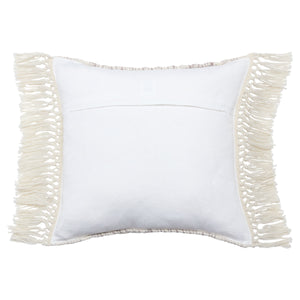 Jaipur Living Vibe by Jaipur Living Liri Bohemian Geometric Lumbar Pillow Cover with Tassel Trim Taupe 18" x 18" PLC102440