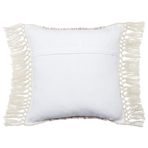 Jaipur Living Vibe by Jaipur Living Liri Bohemian Geometric Lumbar Pillow Cover with Tassel Trim Light Burgundy 18" x 18" PLC102441