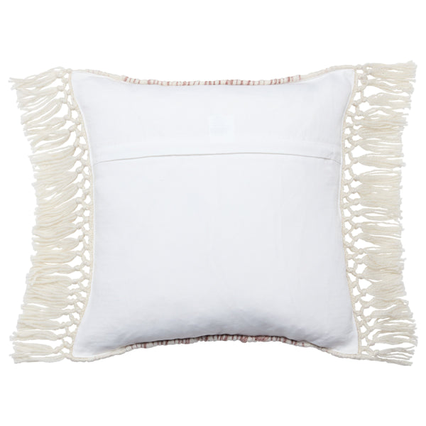 Jaipur Living Vibe by Jaipur Living Liri Bohemian Geometric Lumbar Pillow Cover with Tassel Trim Light Burgundy 18" x 18" PLC102441