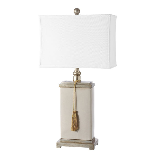 Safavieh AMILIANA Tassel Lamp in Cream - Elegant Ceramic Table Lamp for Stylish Ambient Lighting & Décor LIT4000A