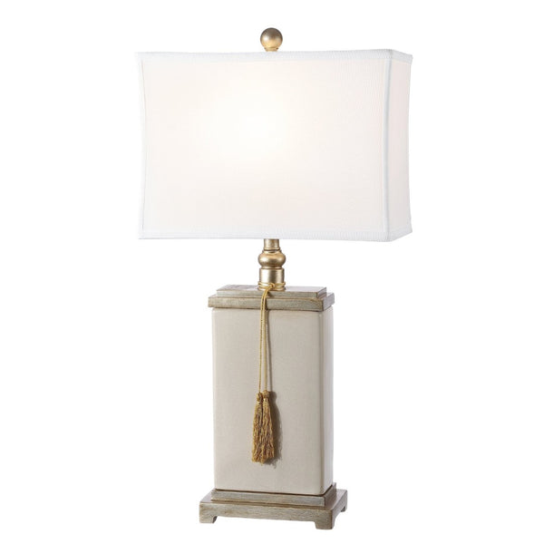Safavieh AMILIANA Tassel Lamp in Cream - Elegant Ceramic Table Lamp for Stylish Ambient Lighting & Décor LIT4000A