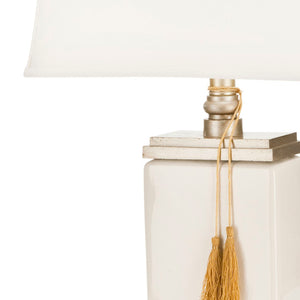 Safavieh AMILIANA Tassel Lamp in Cream - Elegant Ceramic Table Lamp for Stylish Ambient Lighting & Décor LIT4000A