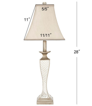Safavieh KAILEY, Elegant 28-Inch Silver Glass Table Lamp Set of 2 – Perfect for Chic Home Decor & Lighting LIT4002A-SET2