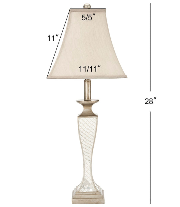 Safavieh KAILEY, Elegant 28-Inch Silver Glass Table Lamp Set of 2 – Perfect for Chic Home Decor & Lighting LIT4002A-SET2