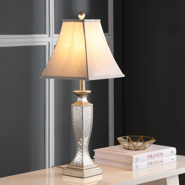 Safavieh KAILEY, Elegant 28-Inch Silver Glass Table Lamp Set of 2 – Perfect for Chic Home Decor & Lighting LIT4002A-SET2