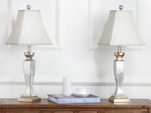 Safavieh KAILEY, Elegant 28-Inch Silver Glass Table Lamp Set of 2 – Perfect for Chic Home Decor & Lighting LIT4002A-SET2