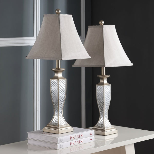 Safavieh KAILEY, Elegant 28-Inch Silver Glass Table Lamp Set of 2 – Perfect for Chic Home Decor & Lighting LIT4002A-SET2