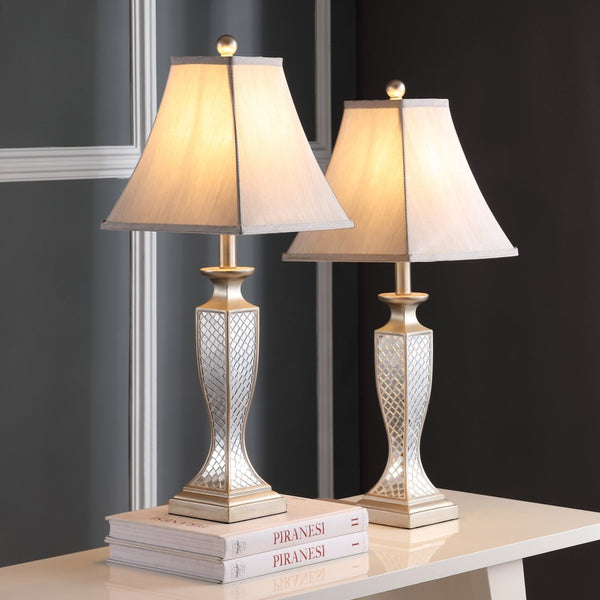 Safavieh KAILEY, Elegant 28-Inch Silver Glass Table Lamp Set of 2 – Perfect for Chic Home Decor & Lighting LIT4002A-SET2