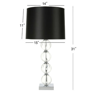 Safavieh AMANDA Black Crystal Glass Globe Lamp - Modern Elegance for Living Rooms, Bedrooms, and Offices LIT4006A-SET2