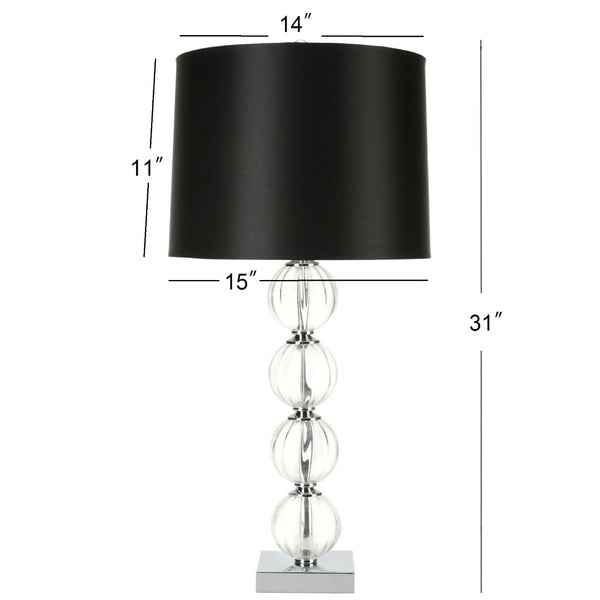 Safavieh AMANDA Black Crystal Glass Globe Lamp - Modern Elegance for Living Rooms, Bedrooms, and Offices LIT4006A-SET2