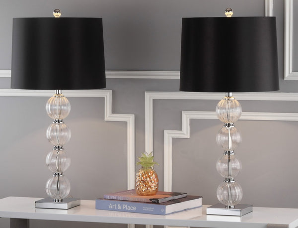 Safavieh AMANDA Black Crystal Glass Globe Lamp - Modern Elegance for Living Rooms, Bedrooms, and Offices LIT4006A-SET2