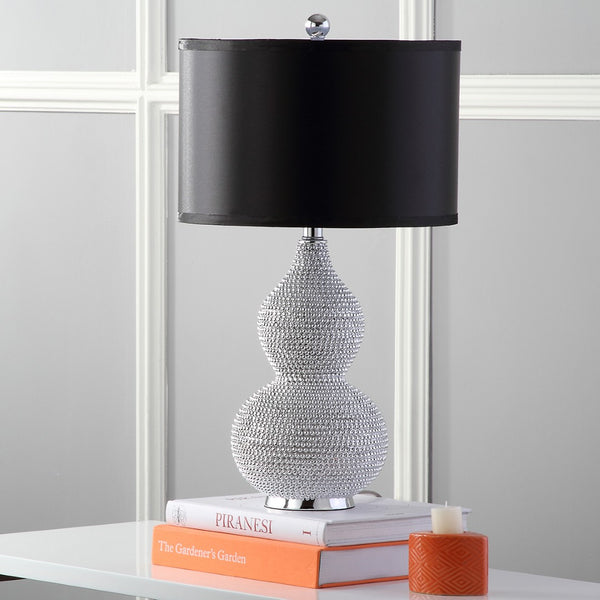 Safavieh NICOLE Bead Base Lamp - Elegant Contemporary Lighting for Living Rooms, Bedrooms, and Workspaces Silver / Black LIT4014A-SET2