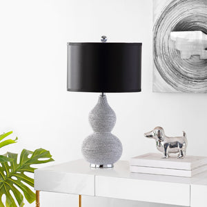 Safavieh NICOLE Bead Base Lamp - Elegant Contemporary Lighting for Living Rooms, Bedrooms, and Workspaces Silver / Black LIT4014A-SET2